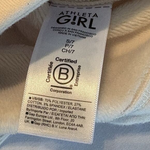 Athleta Girl Size Small/7 Pullover Side 1/4 Zip Criss Cross Ivory Sweatshirt - Picture 8 of 10